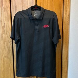 Nike Black Polo, Tiger Woods collection, with Red Arkansas Razorbacks Logo